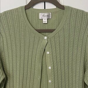 Foxcroft Cardigan Sweater, 100% Supima Cotton, fine gauge cable - women’s XL
